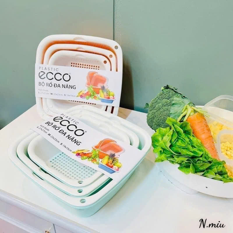 Bộ Thau Rổ Nhựa Vuông ECOCO 6 Món