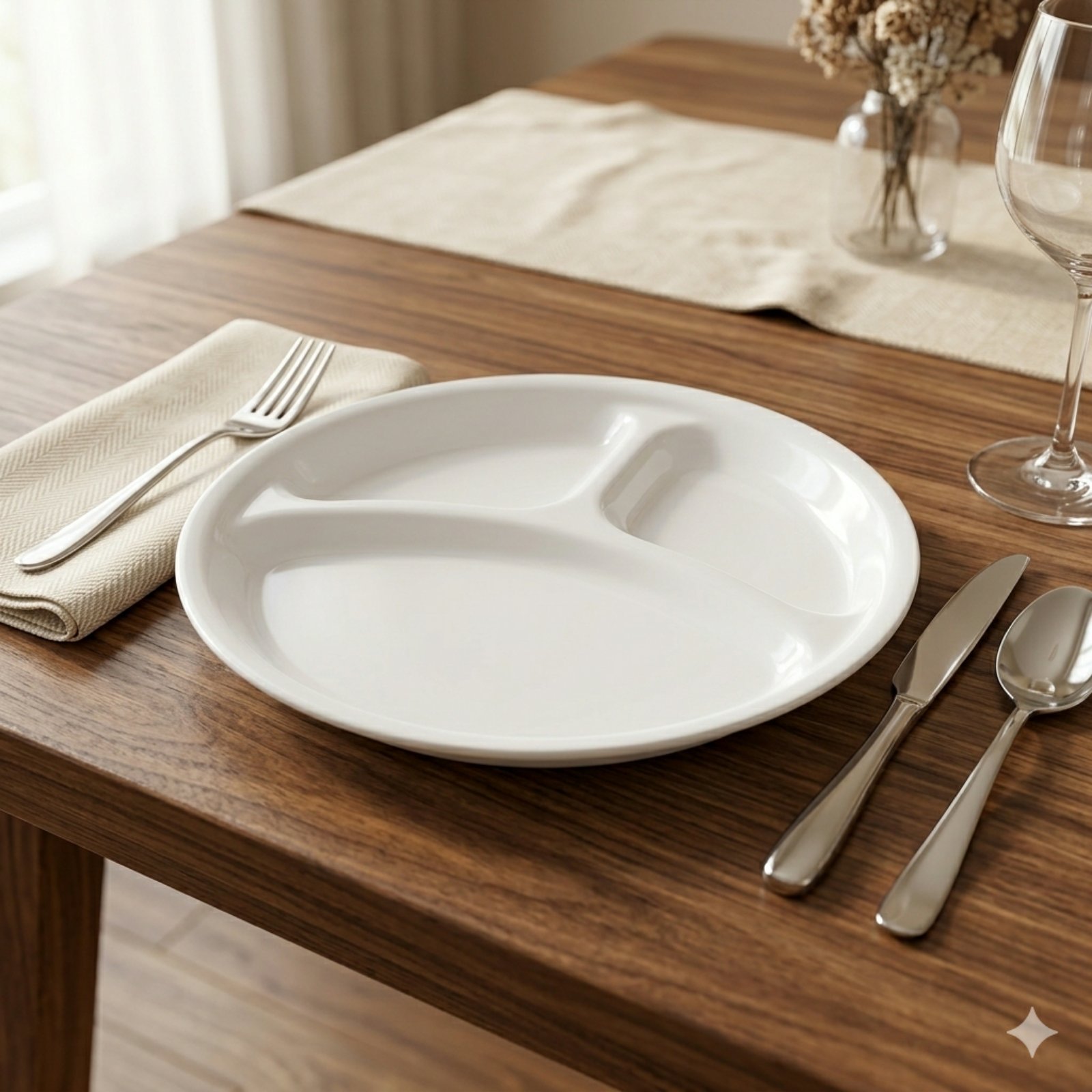 Đĩa chia thức ăn 3 ngăn trắng tinh khôi Corelle USA
