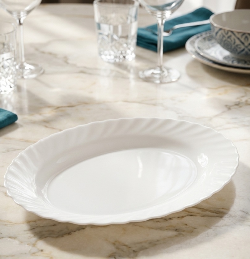 Đĩa Sứ Oval Viền Gợn Sóng Arcopal Của Pháp