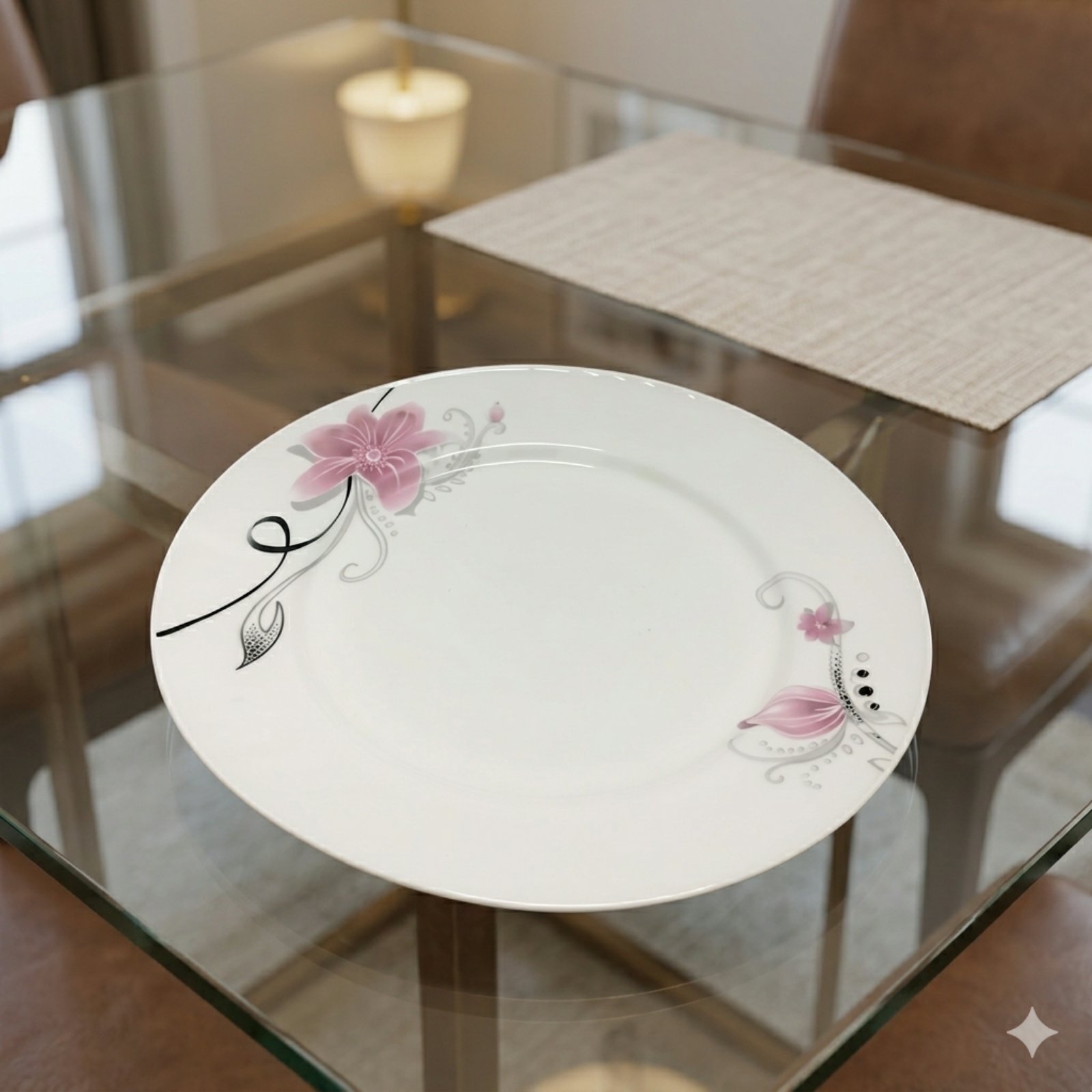 Đĩa Sứ trắng OPAL viền hoa hồng/hoa 