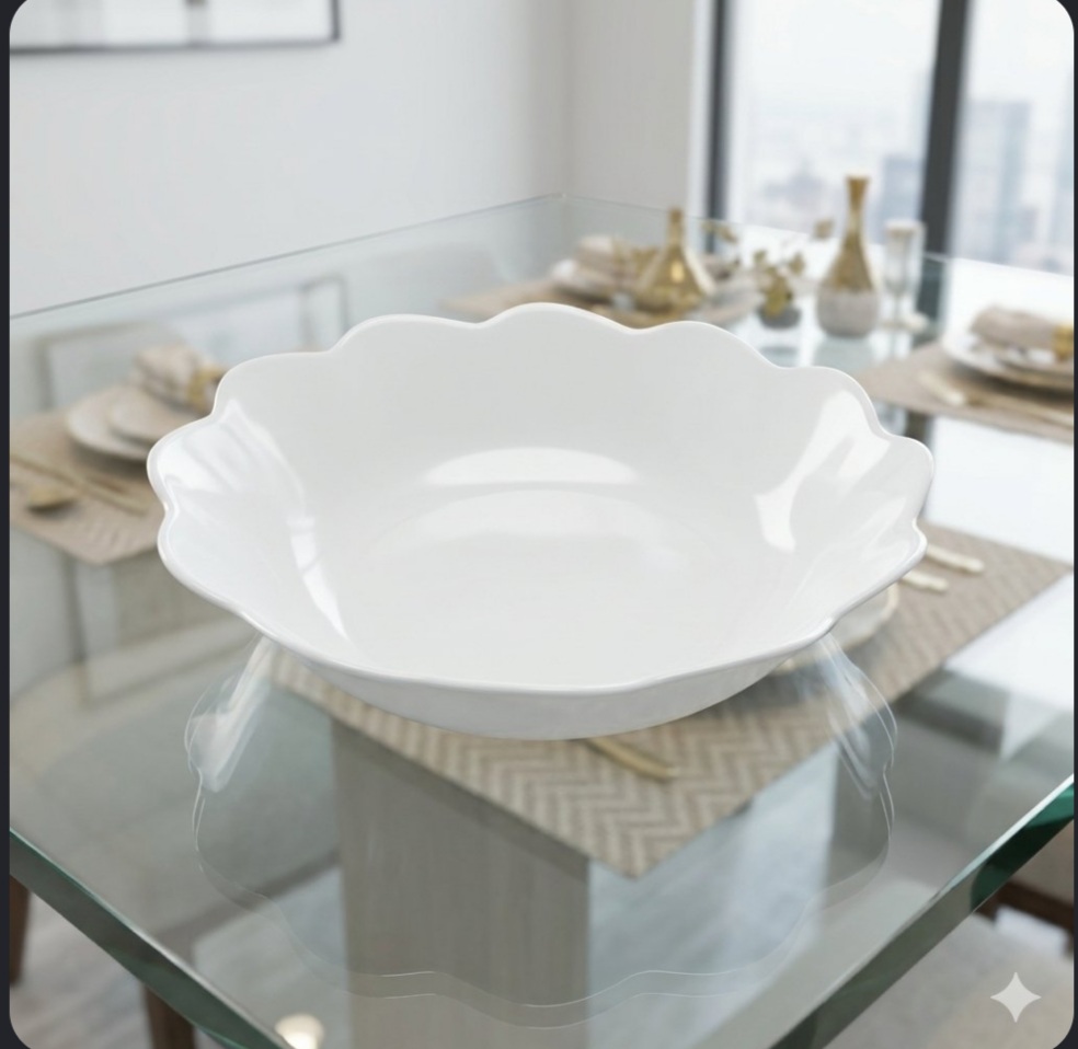 Tô/ đĩa viền lượn sóng màu trắng ARCOPAL Pháp