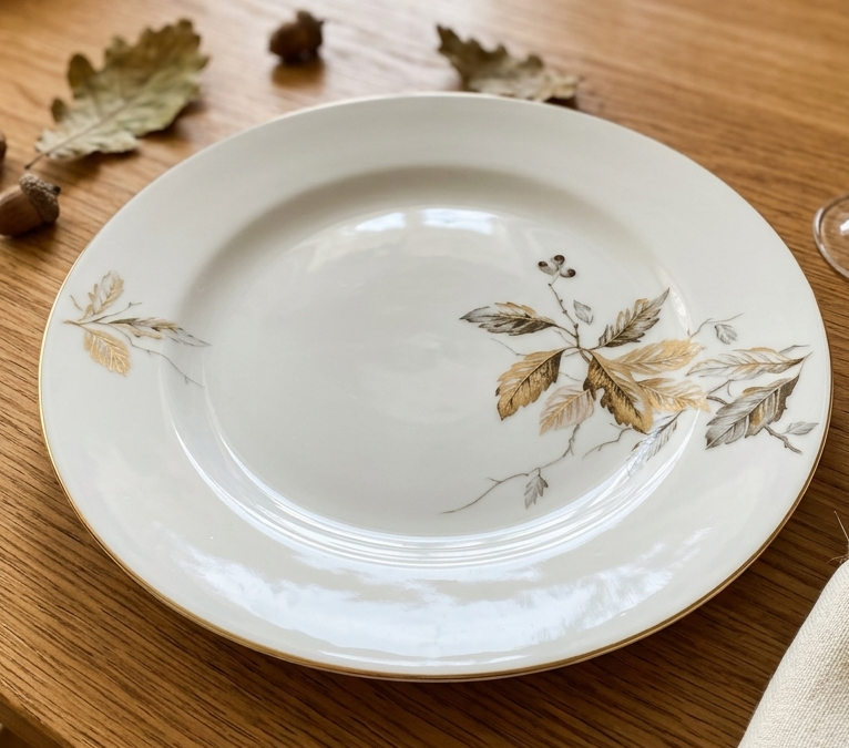 Đĩa Sứ  Vintage Cao Cấp Họa Tiết  Sồi Mùa Thu (Oak Leaf)