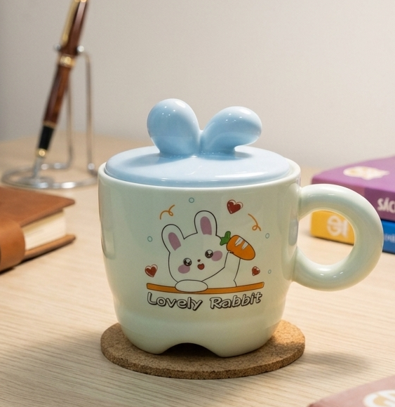 Ly Cute hình thỏ , Táo, Kity , Nấm....Có Nắp 3D
