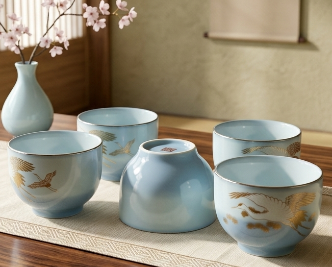 Ly Trà Vẽ Tay Bằng Vàng Chim Hạt 