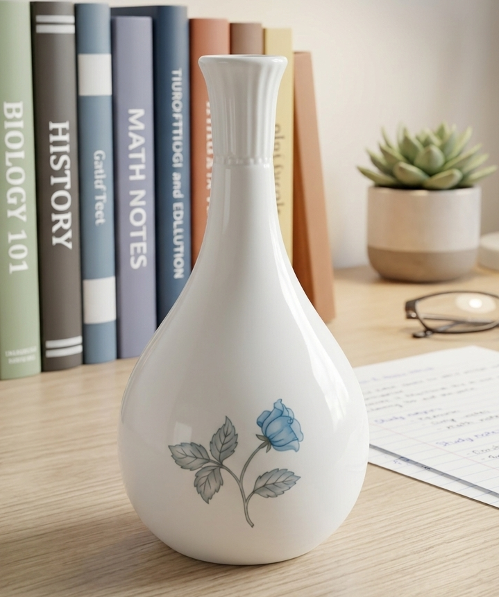 Bình Hoa WEDGWOOD  Mini Của Anh Quốc Vẽ Hoa Hồng Xanh