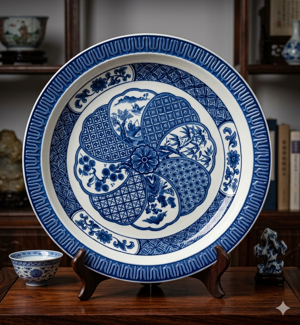 Dĩa Gốm Sứ Men Lam