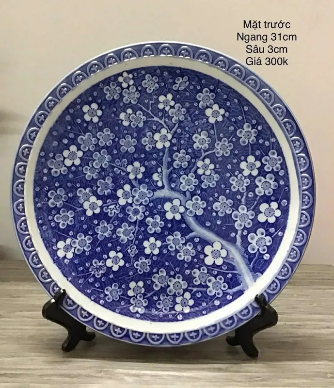 Dĩa Sứ Men Lam Hoa Anh Đào