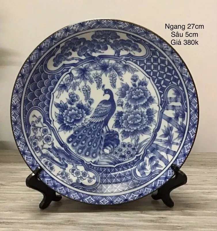 Dĩa Sứ Men Lam Chim 